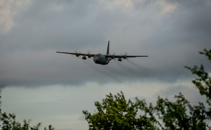 An Air Force Reserve aircrew flying a C-130 Hercules assigned to the 910th Airlift Wing, Youngstown Air Reserve Station, Ohio, performs aerial spraying for mosquitos Sept. 6, 2014, over Joint Base Charleston – Weapons Station, S.C. The insecticide the unit uses is mixed with water to dilute the product to exact specifications to cause no harm to insects or wildlife other than mosquitos. (U.S. Air Force photo/Senior Airman Dennis Sloan)