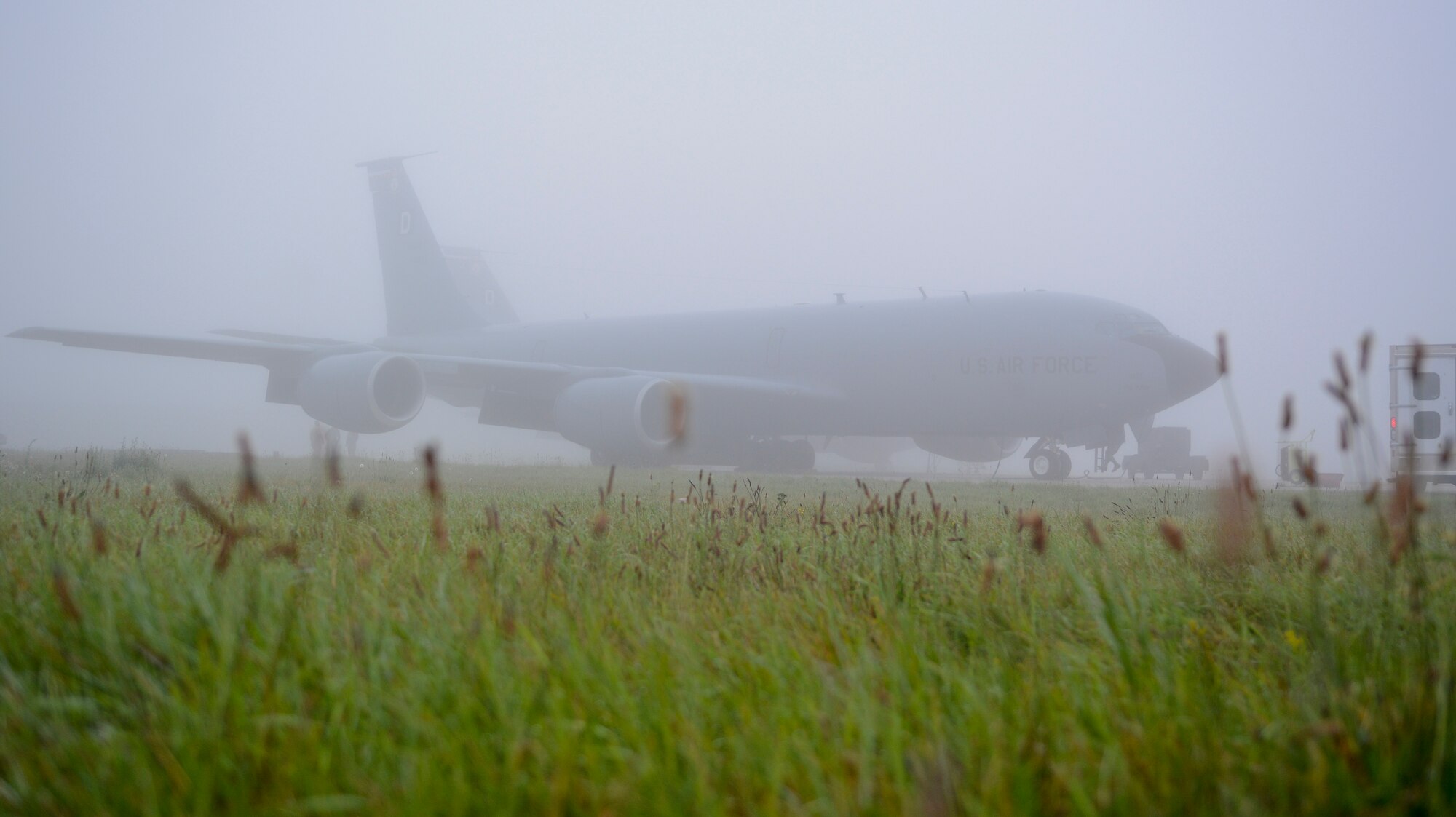 Team Mildenhall Airmen prepare a KC-135 Stratotanker for a flight Sept. 5, 2014, on RAF Mildenhall, England. The KC-135 participated in a four-ship training sortie. (U.S. Air Force photo/Senior Airman Micaiah Anthony/Released)  