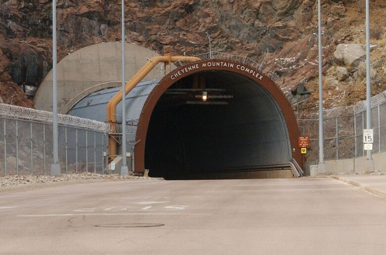 An entrance to Cheyenne Mountain Air Force Station, Colo. Built during the Cold War and housed 2,000 feet within a granite mountain, the installation is a survivable, reliable and secure complex. It provides missile and air warning, space situational awareness, command and control, and cyber capabilities to defend North America.(Courtesy photo)