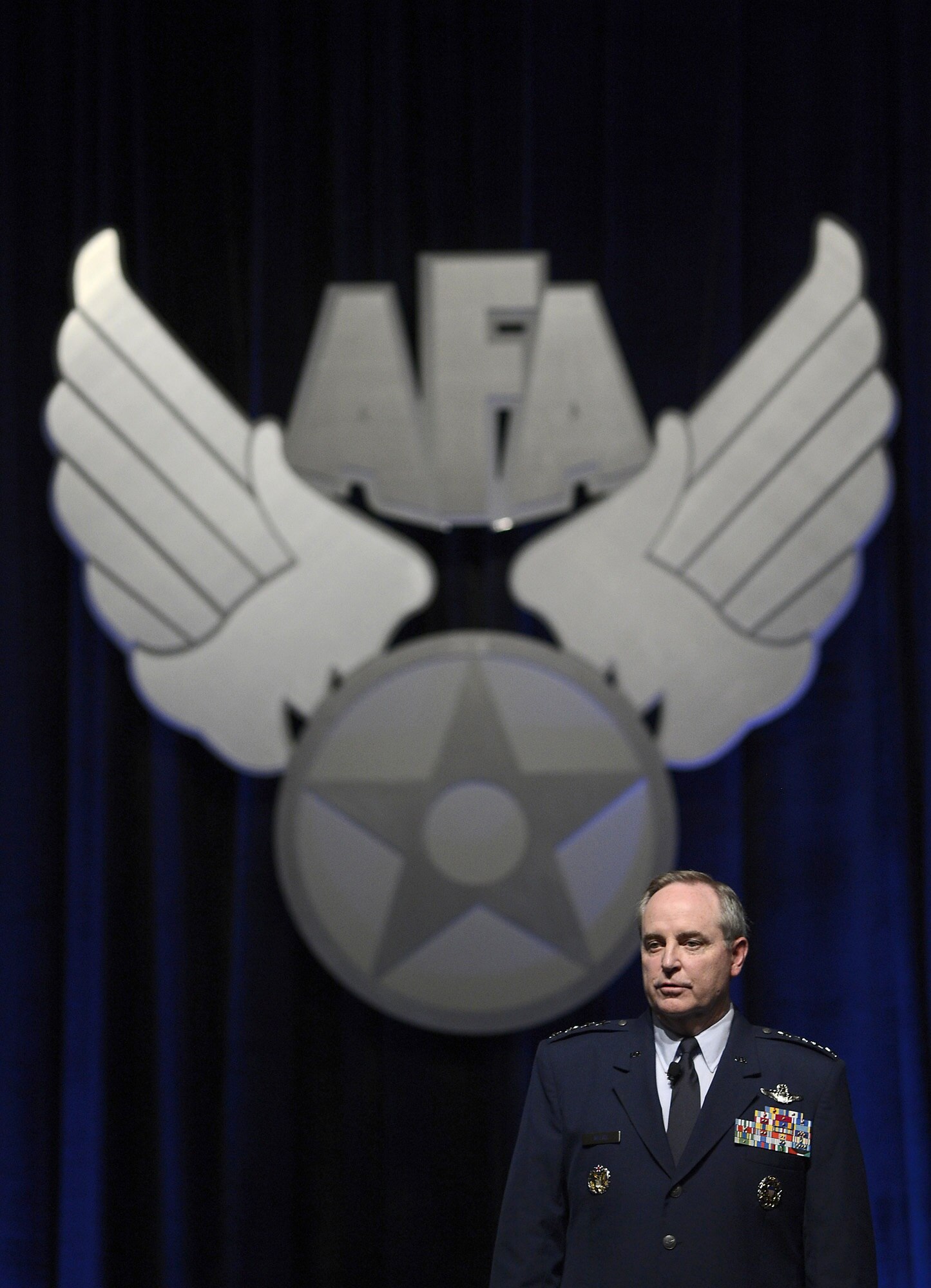 Air Force Chief of Staff Gen. Mark A. Welsh III delivers his keynote speech Feb. 20, 2014, at the 30th Annual AFA Air Warfare Symposium and Technology Exposition in Orlando, Fla. Welsh talked about focusing on the mission, developing and celebrating Airmen, strengthening and embracing partnerships, and living our core values. (U.S. Air Force photo/Scott M. Ash)