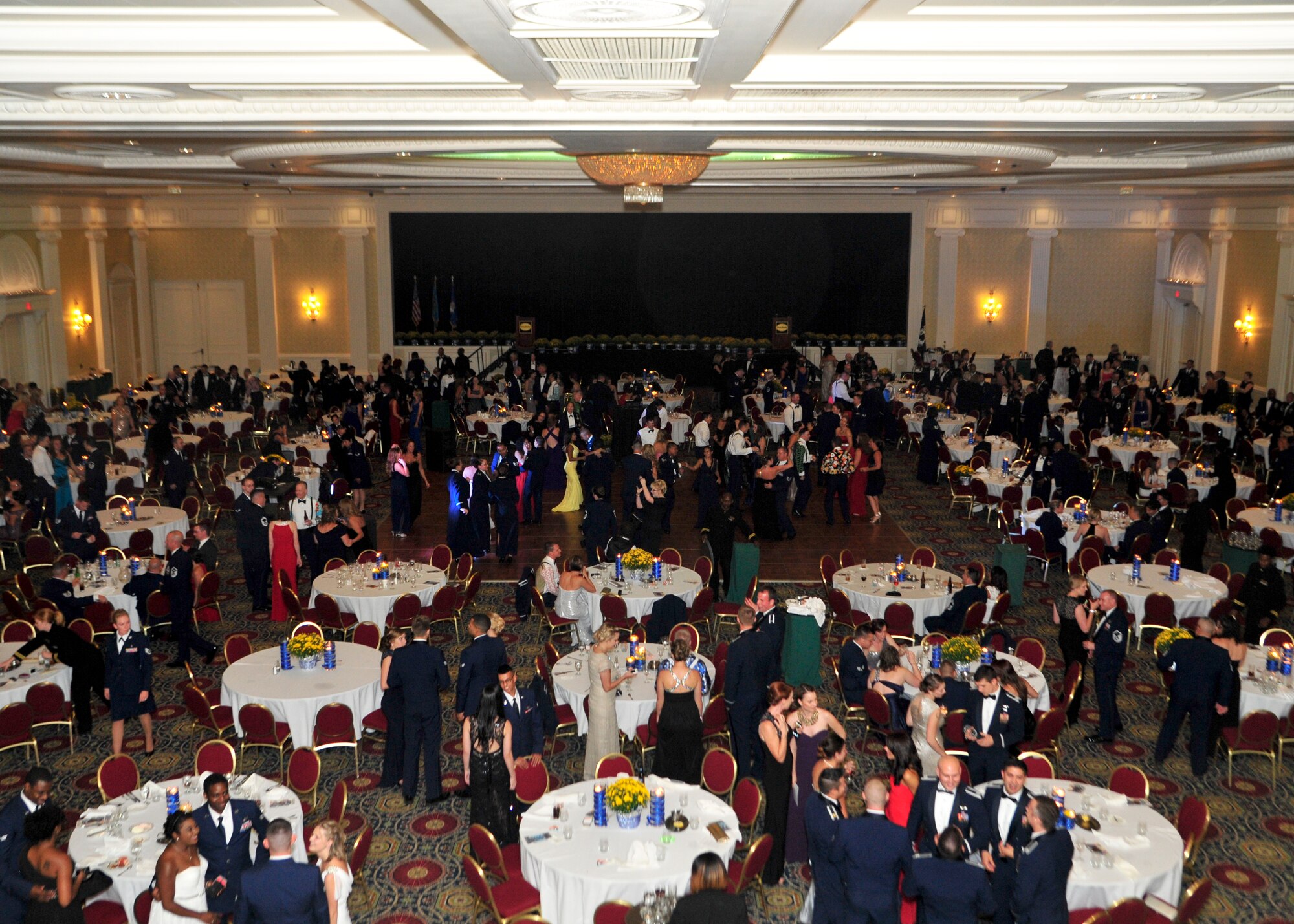 Team Dover members crowd the dance floor during the Air Force Ball Sept. 6, 2014, at Dover Downs in Dover, Del. The Air Force Ball was an opportunity for Airmen to dine and dance in celebration of the Air Force’s 67th Birthday. (U.S. Air Force photo/Airman 1st Class William Johnson)