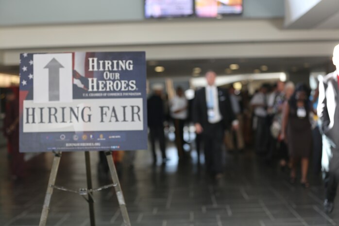 Hiring representatives from more than 100 companies attended the Hiring our Heroes hiring fair to assist transitioning veterans in their job hunt at the 96th Annual American Legion National Convention, Aug. 26, 2014. The hiring fair was an opportunity for transitioning Marines to network and meet potential employers.