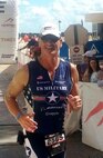 Lt. Col. Mark Kelly, a traditional Reservist pilot with the 303d Fighter Wing, competes in his first Ironman triathlon on Sept. 7. Kelly completed the race in 12 hours to celebrate his 50th birthday and retirement from the Air Force. (photo submitted by Lt. Col. Mark Kelly) 