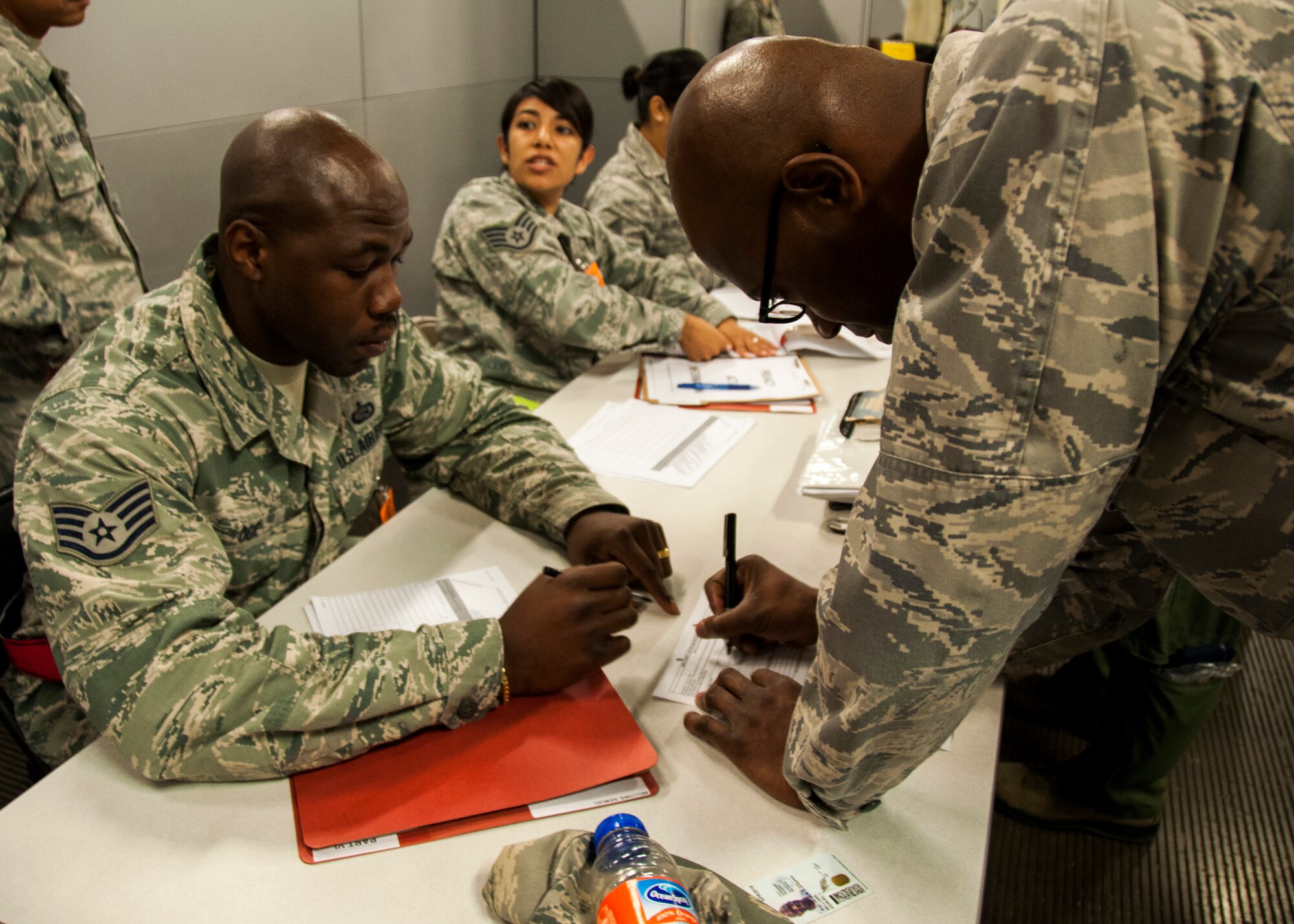 TRAVIS AIR FORCE BASE, Calif. -- 60th and 349th Air Mobility Wing members participated in a "position the force exercise, Sept. 6, 2014 (U.S. Air Force photo / Staff Sgt. Amelia Leonard)