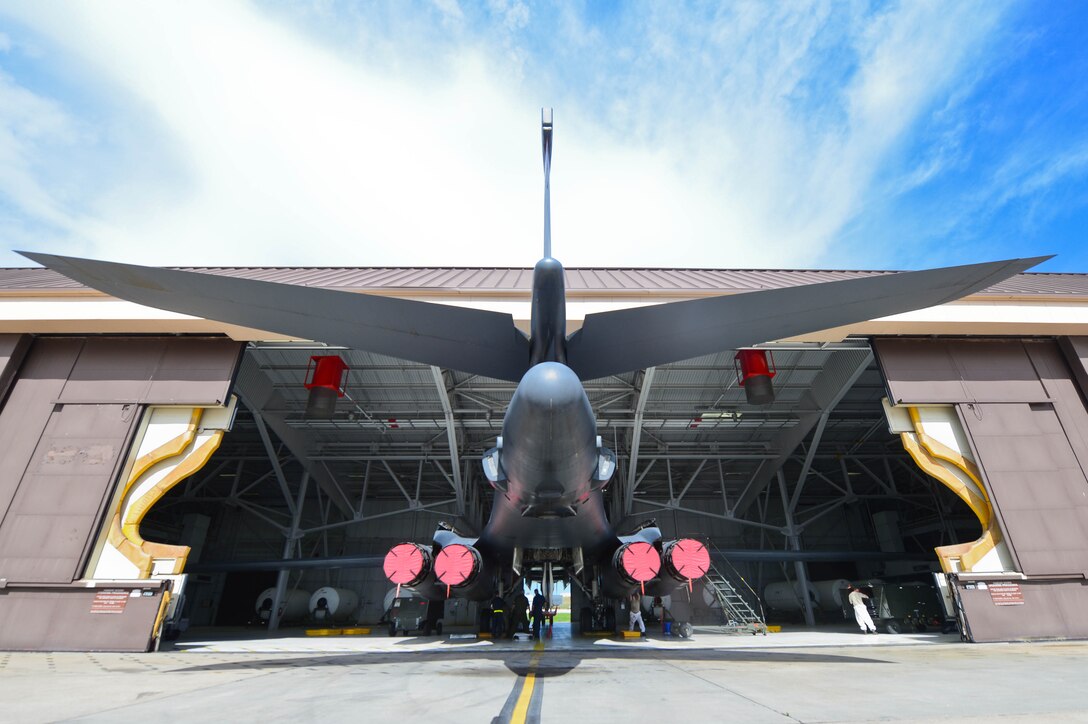 Fuel specialists assigned to the 28th Maintenance Squadron check the B-1 bomber fuel systems at Ellsworth Air Force Base, S.D., Sept. 3, 2014. The B-1 can hold 265,274 pounds of fuel with a range of 4,600 miles. (U.S. Air Force photo by Senior Airman Zachary Hada/Released)