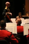 Lt. Col. Jason Fettig, director of the President's Own Marine band, leads his ensemble in the playing of 'Stars and Stripes Forver' during their performance at Butler University in Indianapolis, Sep. 7. The band is currently on their fall tour and will be playing throughout the month of September.