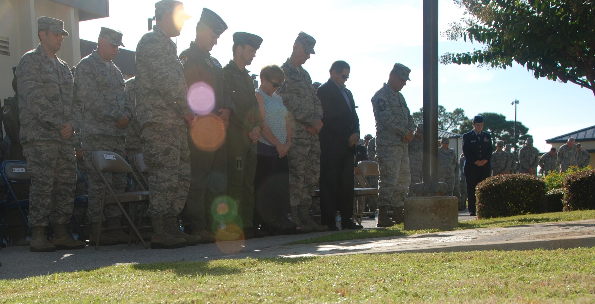 Members of 1st Air Force and the 601st Air and Space Operations Center remembered the fallen during a 9/11 Commemorative Ceremony held at the 601st AOC Sept. 11, 2014 at Tyndall Air Force Base, Fla. The 601st AOC held a ceremony to honor the memory of those who lost their lives during the tragic events of Sept. 11, 2001. (Air National Guard photo by Capt. Jared Scott/Released)
