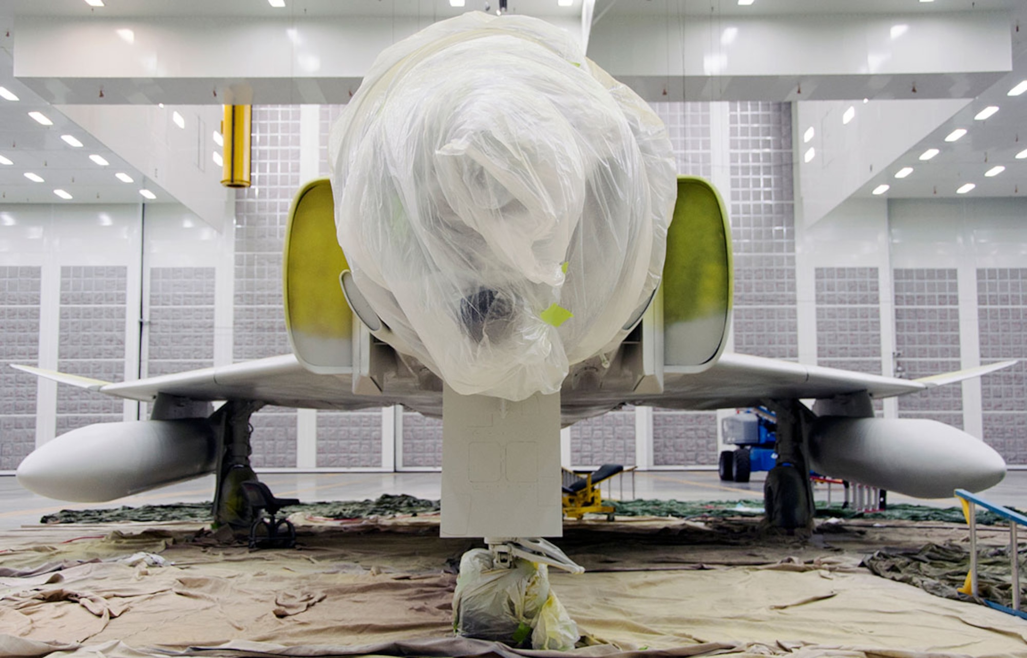 An F-4 Phantom II sits in Hangar 21 on Joint Base Elmendorf-Richardson, Alaska, Sept. 5, 2014. This is one of the many historic aircraft that have made JBER’s mission successful.  According to an Air Combat Command fact sheet, the F-4 performed three tactical air roles: air superiority, interdiction and close air support. From 1970 to 1982, F-4E’s were used on JBER by the 43rd Fighter Squadron to support and defend Alaska’s air defenses. (U.S. Air Force photo/Airman 1st Class Tammie Ramsouer)