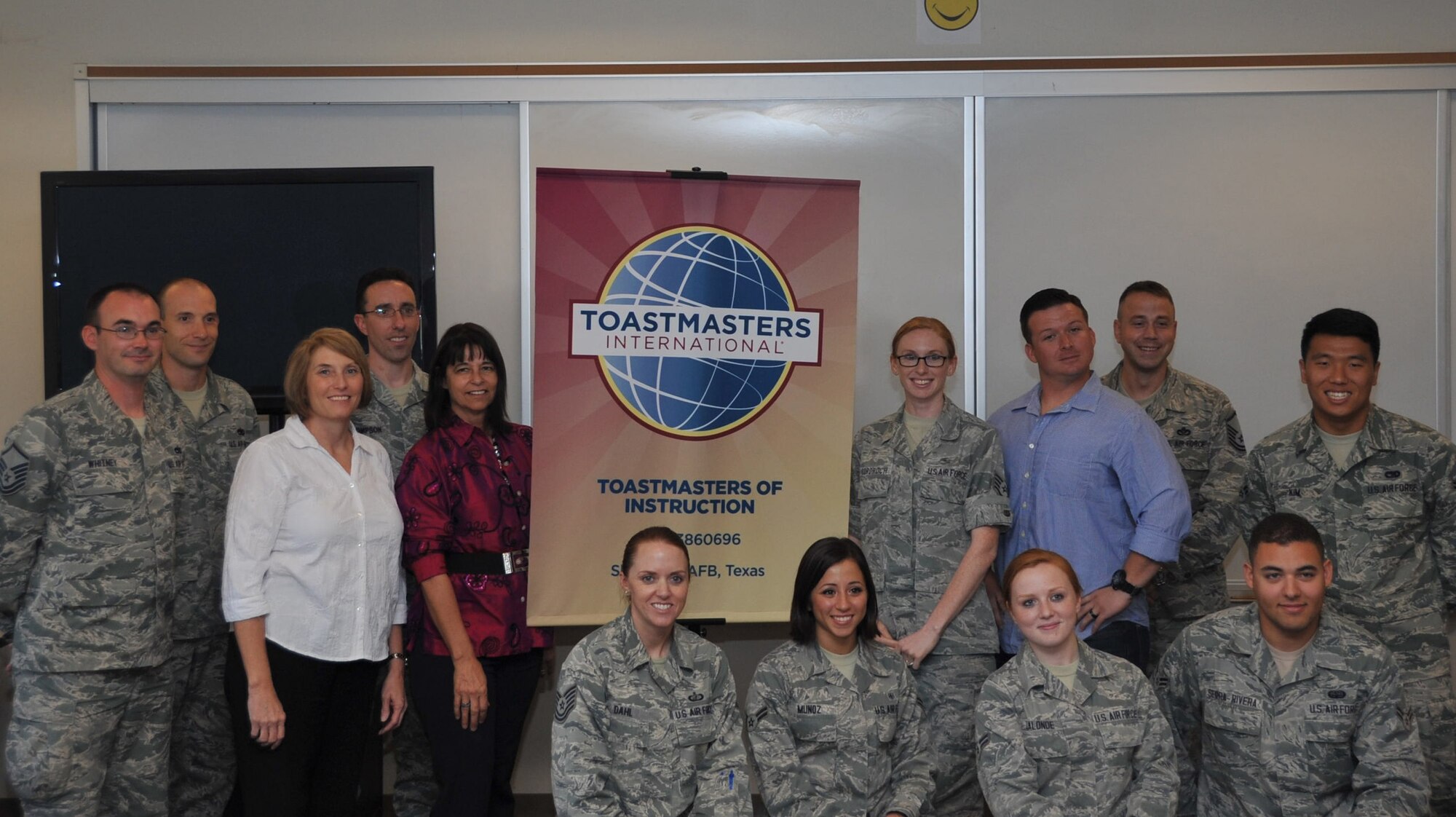 The Toastmasters of Instruction Club on Sheppard Air Force Base, Texas, has been providing opportunities for service members and their families to better themselves when it comes to glossophobia, the fear of public speaking. Toastmasters is designed to help people overcome their fear by helping them develop confidence in their ability to communicate. (U.S. Air Force photo/Airman 1st Class Robert L. McIlrath)