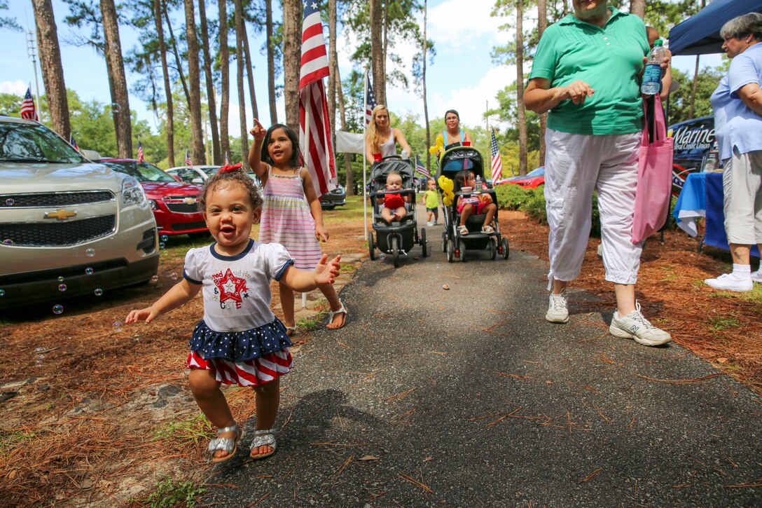 Children play at a military appreciation event aboard Laurel Bay, S.C., Sept. 6.