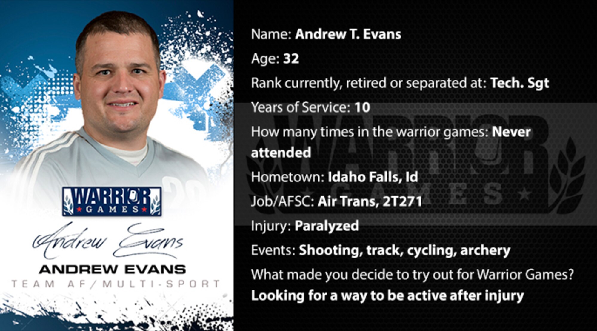 Warrior Profile -  Andrew Evans (U.S. Air Force graphic/Corey Parrish)