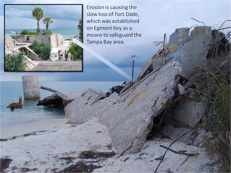 Fort Dade, a part of Tampa's coastal defense system established in 1898, is slowly eroding.  