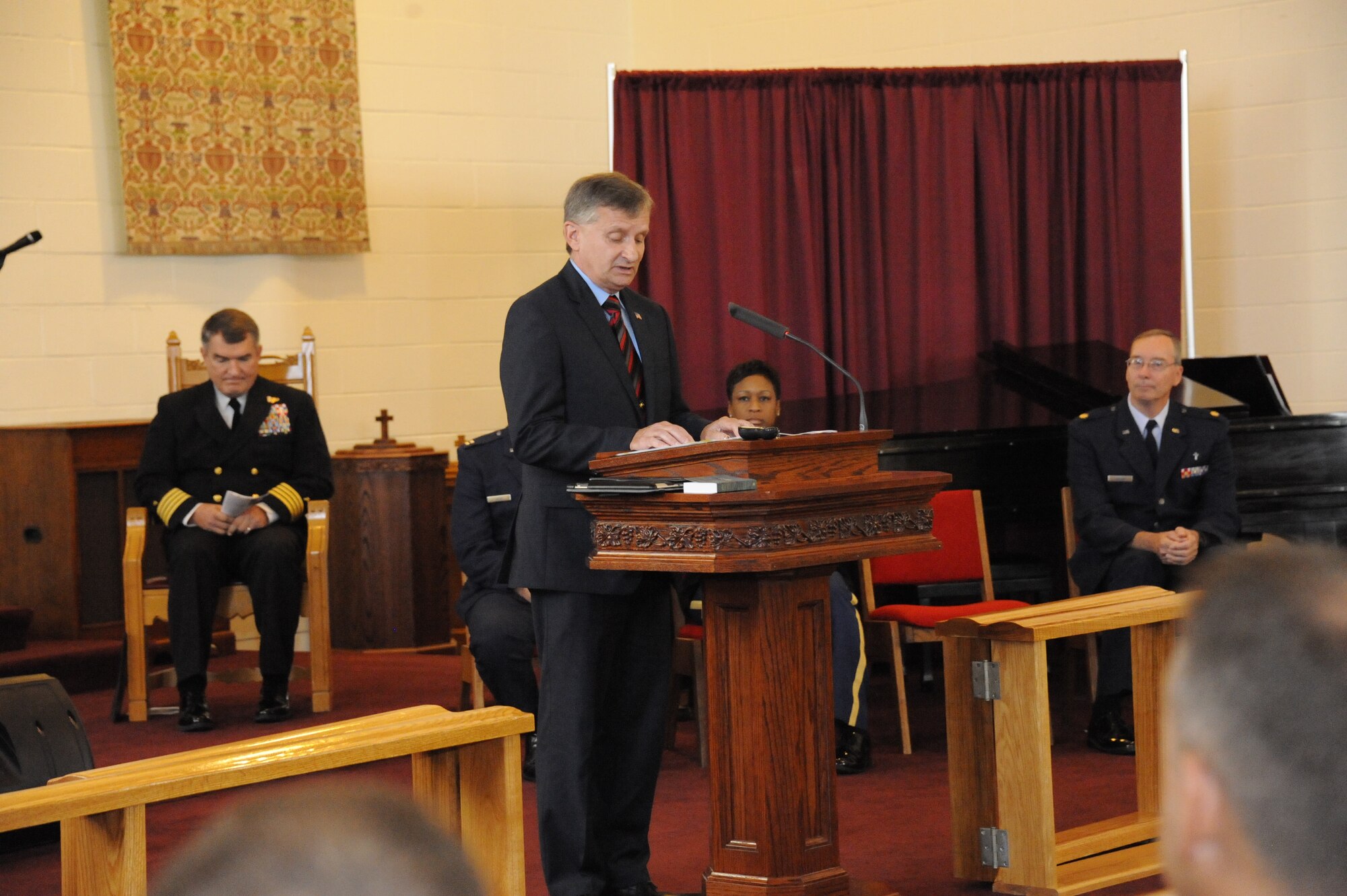 “September 11 is a memory of a moment in our history, when the world as we knew it was changed forever,” said Steve Melly, director of Plans, Training, Mobilization and Security, ASA-Dix, during his personal testimony about the 9/11 attacks on America. (U.S. Air force photo by Pascual Flores/Released)