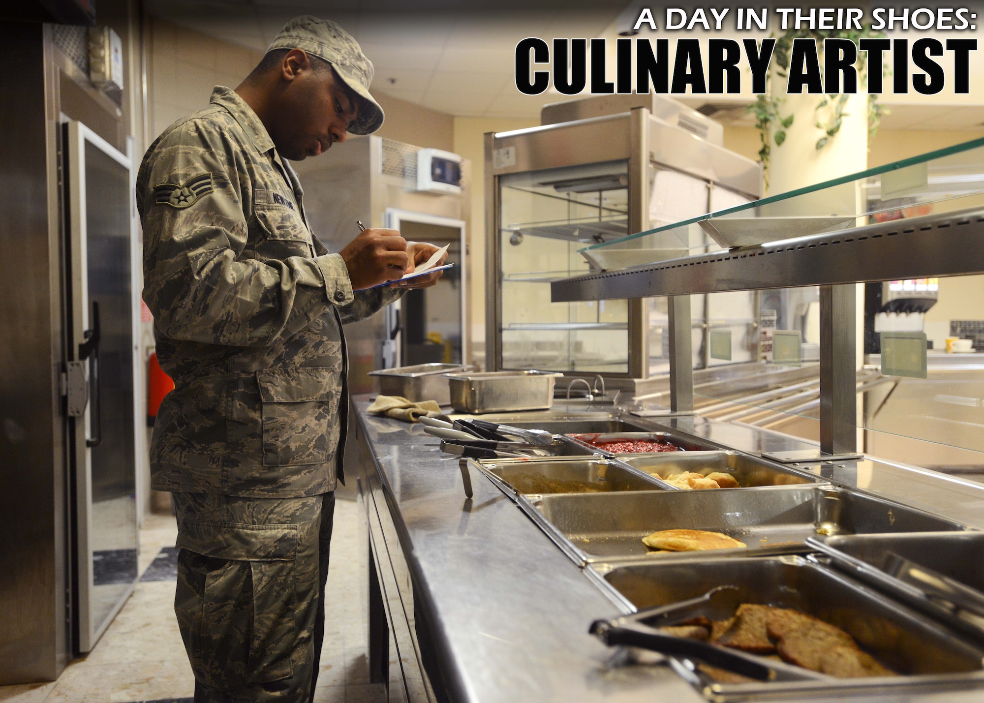 Senior Airman Christopher Newsome, 31st Force Support Squadron food services journeyman, documents leftover food items, Sept. 8, 2014, at Aviano Air Base, Italy. As a food services journeyman, Newsome is in charge of cooking and inspecting food according to Air Force standards. (U.S. Air Force photo/Airman 1st Class Deana Heitzman) 