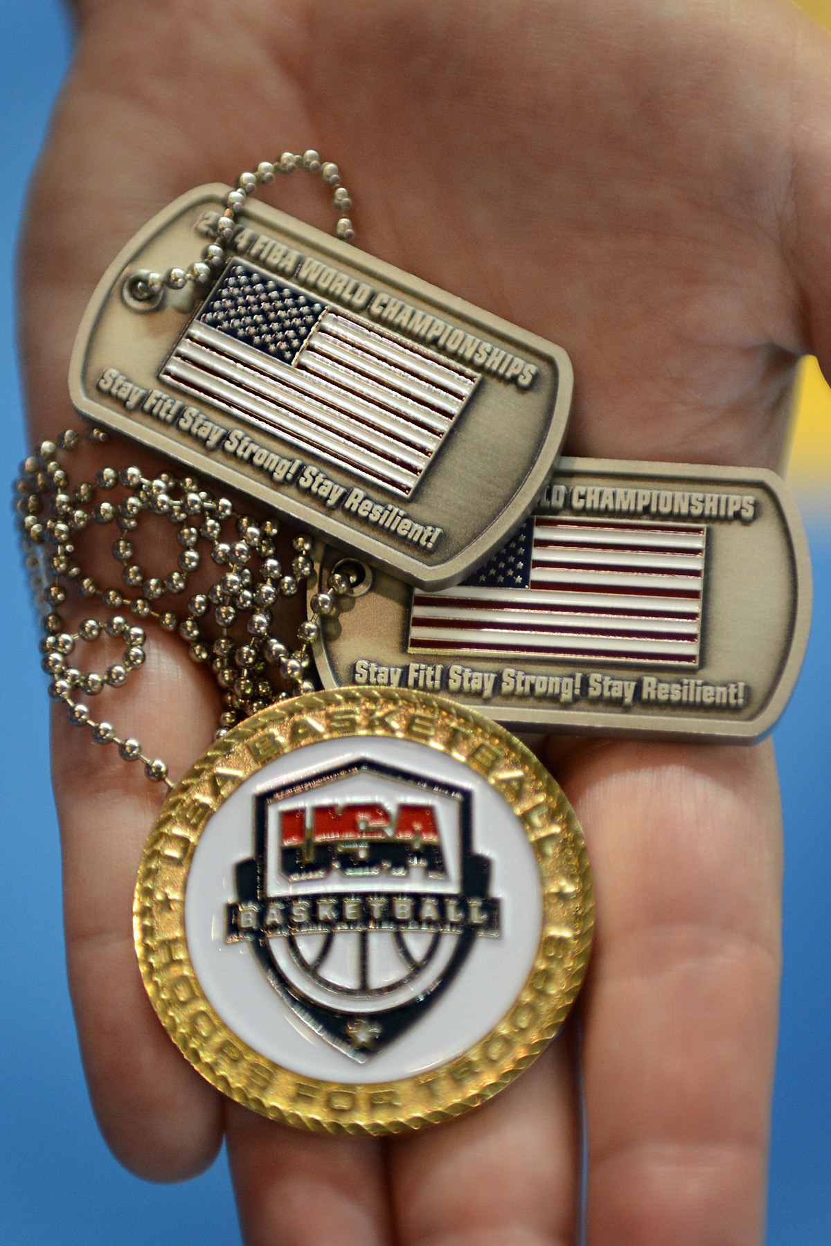 Service members and the U.S. Women's National Basketball Team exchanged