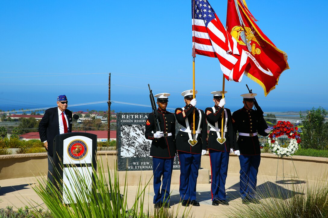 Marine Corps Base Camp Pendleton hosted a wreath laying ceremony at the Pacific Views Events Center here, Sept. 12, to commemorate the 64th anniversary of the Battle of Chosin Reservoir.