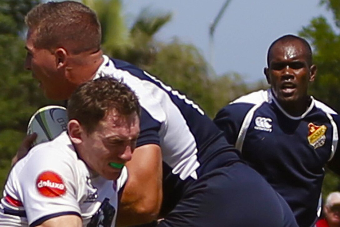 The All Navy and Marine Corps  Rugby Team claimed a 47-10 victory over their division-one oponents, the Old Aztecs, at Dust Roads Park in San Diego, Sept. 13.

After this final match against local competition in southern California, the team will travel to New Zealand and represent America in the Four Nations Maritime Rugby Cup, previously known as The Commonwealth Navies Rugby Cup, on Tuesday.

The team's first match will be against the Royal New Zealand Navy on Sept. 21. 