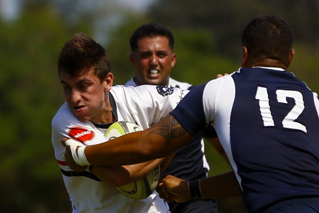 The All Navy and Marine Corps  Rugby Team claimed a 47-10 victory over their division-one oponents, the Old Aztecs, at Dust Roads Park in San Diego, Sept. 13.

After this final match against local competition in southern California, the team will travel to New Zealand and represent America in the Four Nations Maritime Rugby Cup, previously known as The Commonwealth Navies Rugby Cup, on Tuesday.

The team's first match will be against the Royal New Zealand Navy on Sept. 21.