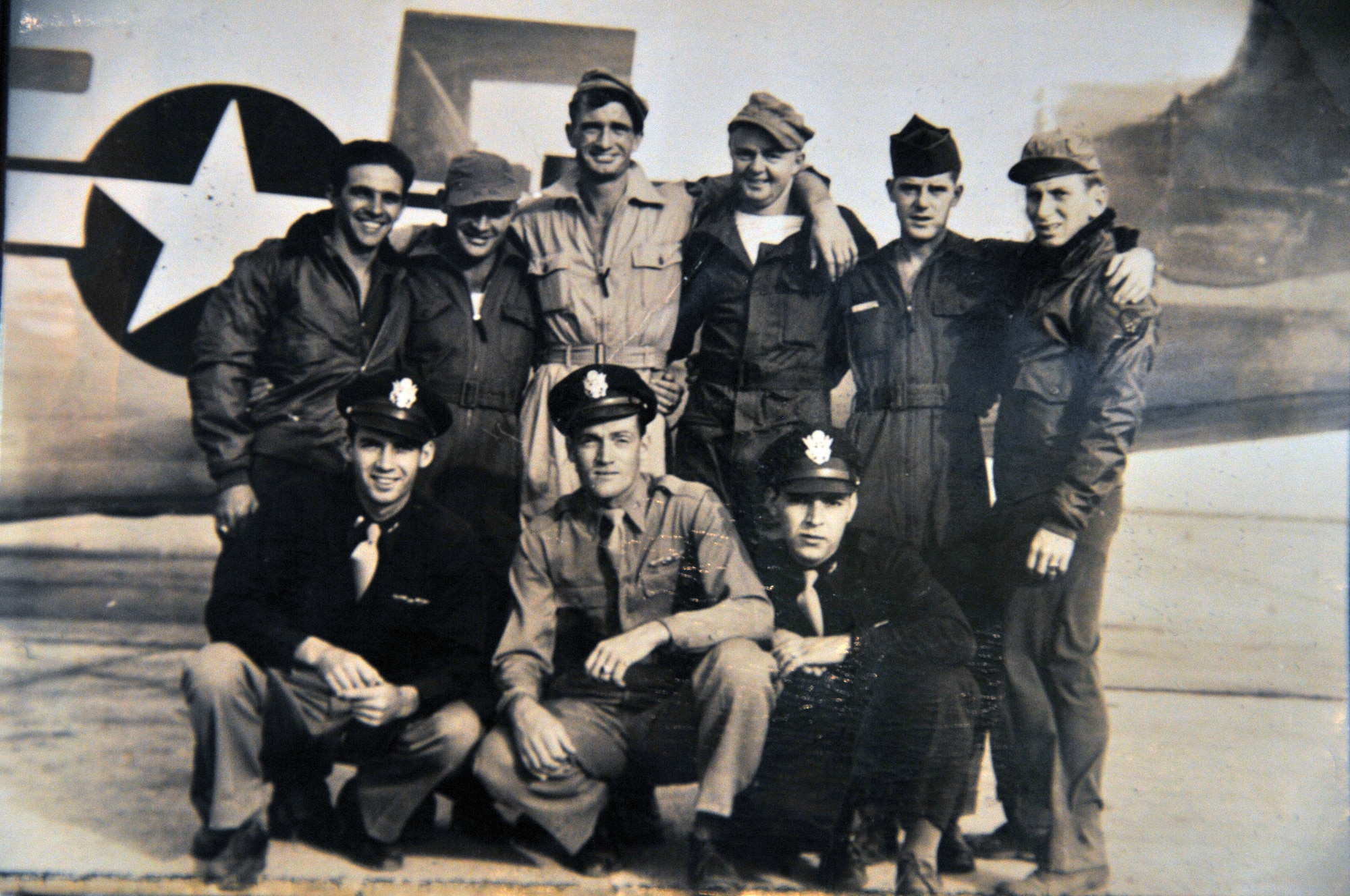 Army Air Corps Lieutenant Kelly Cook (front, center), poses for a photo with his B-24 flight crew in 1944. The bomber pilot, stationed in Italy, flew missions throughout the Mediterranean Theater of Operations during World War II. He also served during the Korean War and in Vietnam, where he was declared missing in action in 1967. (Submitted photo)