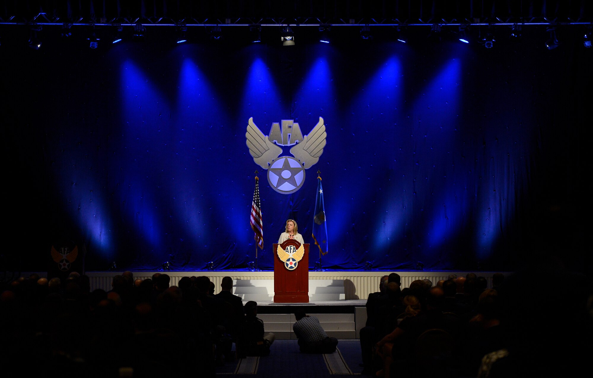 Secretary of the Air Force Deborah Lee James gives the keynote address during Air Force Association's Air and Space Conference and Technology Exposition Sept. 15, 2014, in Washington, D.C. The secretary discussed the need for bold leadership across the Air Force, at all ranks. (U.S. Air Force photo/Scott M. Ash)    