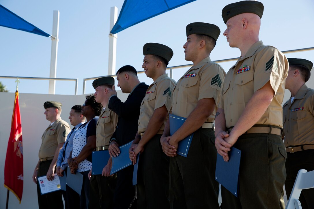 The Camp Pendleton Transition Readiness Program and the Microsoft Software & Systems Academy held a graduation today for Marines that passed the 16 week software programming course offered by Microsoft and Central Texas University. 

“When I heard about this course, I knew it was a great opportunity and it just made sense, since I’m transitioning out.” said Gunnery Sgt. Anthony Lashley, a graduate of the software programming course. “This course gives you a lot of the basic programming skills. It is very beneficial, especially for someone that has no background in [information technology] , like I did.”

Any personnel that have a significant interest in software programming please contact (760) 725-6386 for more information.