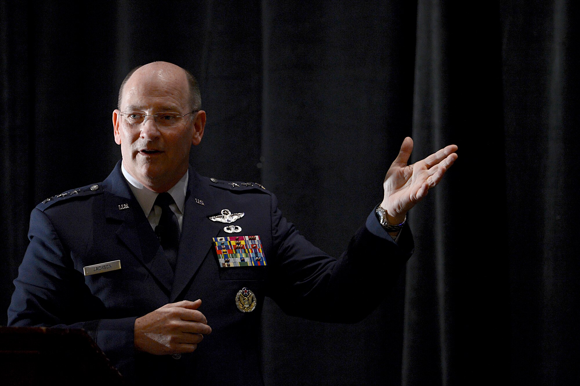 Chief of the Air Force Reserve Lt. Gen James F. Jackson, gives his insight on the reserve component during Air Force Association's Air and Space Conference and Technology Exposition, in Washington, D.C., Sept. 15, 2014.  (U.S. Air Force photo/Scott M. Ash)
