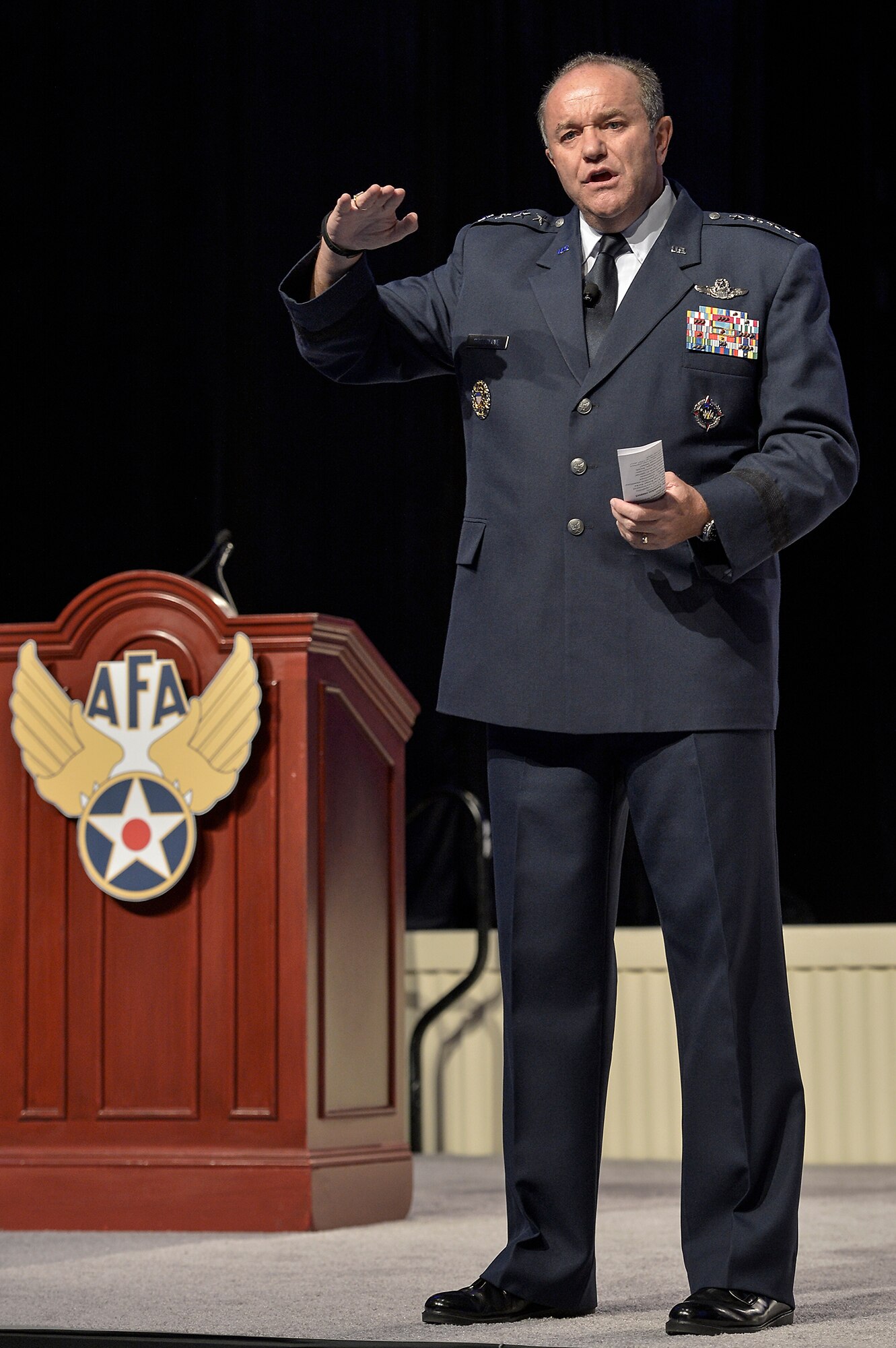 Gen. Phillip Breedlove explains why Europe continues to be the geopolitical center of gravity as we pursue national interests globally Sept. 15, 2014, in Washington, D.C. The presentation was part of the 2014 Air Force Association's Air & Space Conference and Technology Exposition.  (U.S. Air  Force photo/Michael J. Pausic)