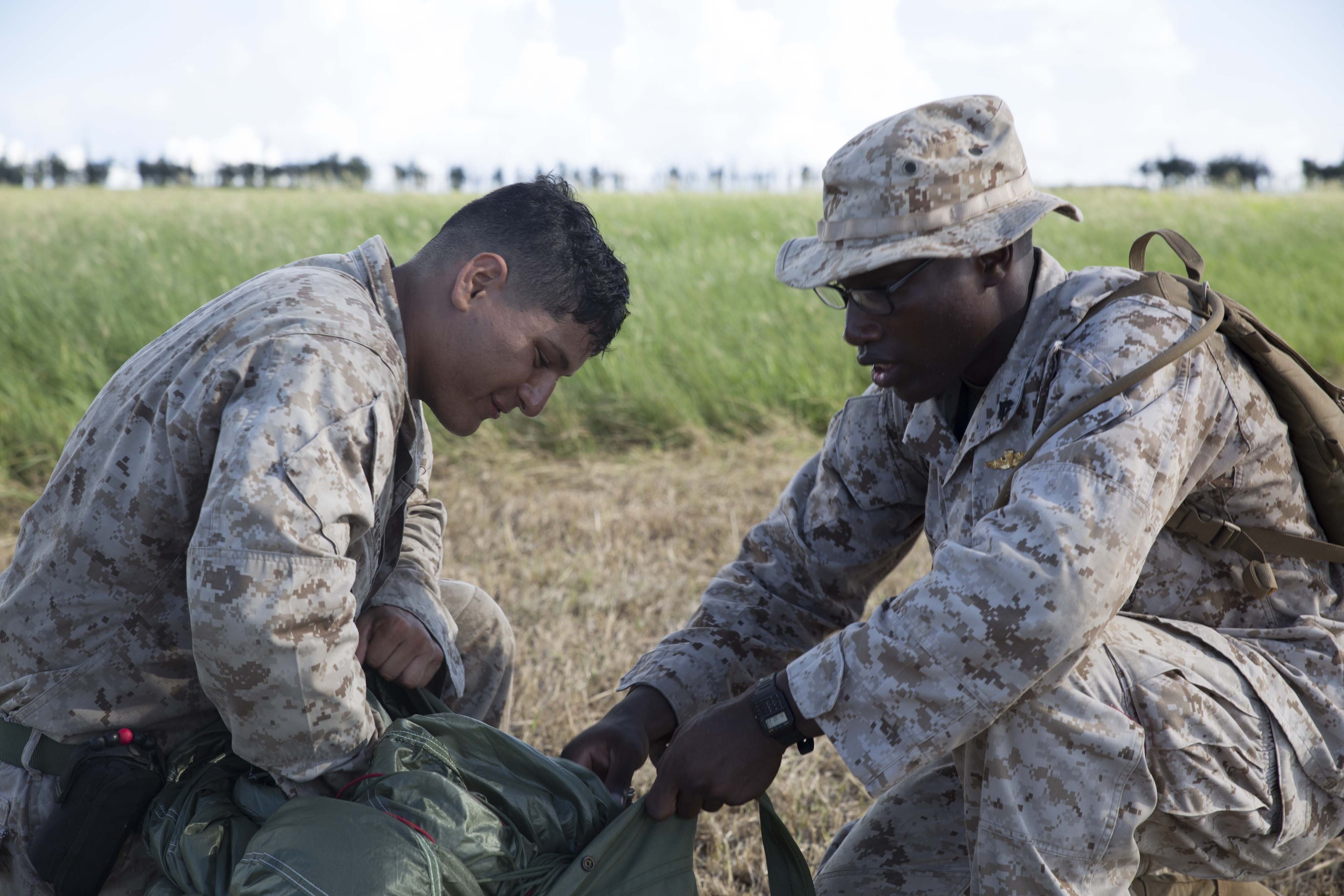 Leap of Faith Marines parachute out of Osprey