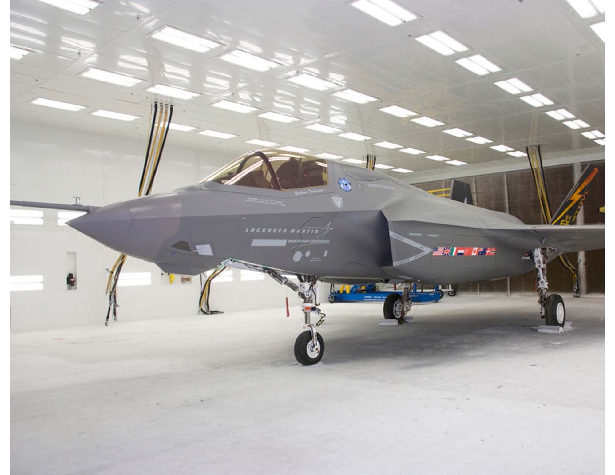 The Air Force is taking action to reduce and eliminate pollution across all mission areas. The Air Force Life Cycle Management Center F-35 Environmental, Safety and Occupational Health Support Team at Wright-Patterson, Ohio, spearheaded a successful field service evaluation of an innovative corrosion-resistant coating for the new F-35 Lightning II fighter jet, which has many environmental benefits including a reduction in hazardous materials usage, as well as lower air emissions and fuel consumption.  (Courtesy photo)