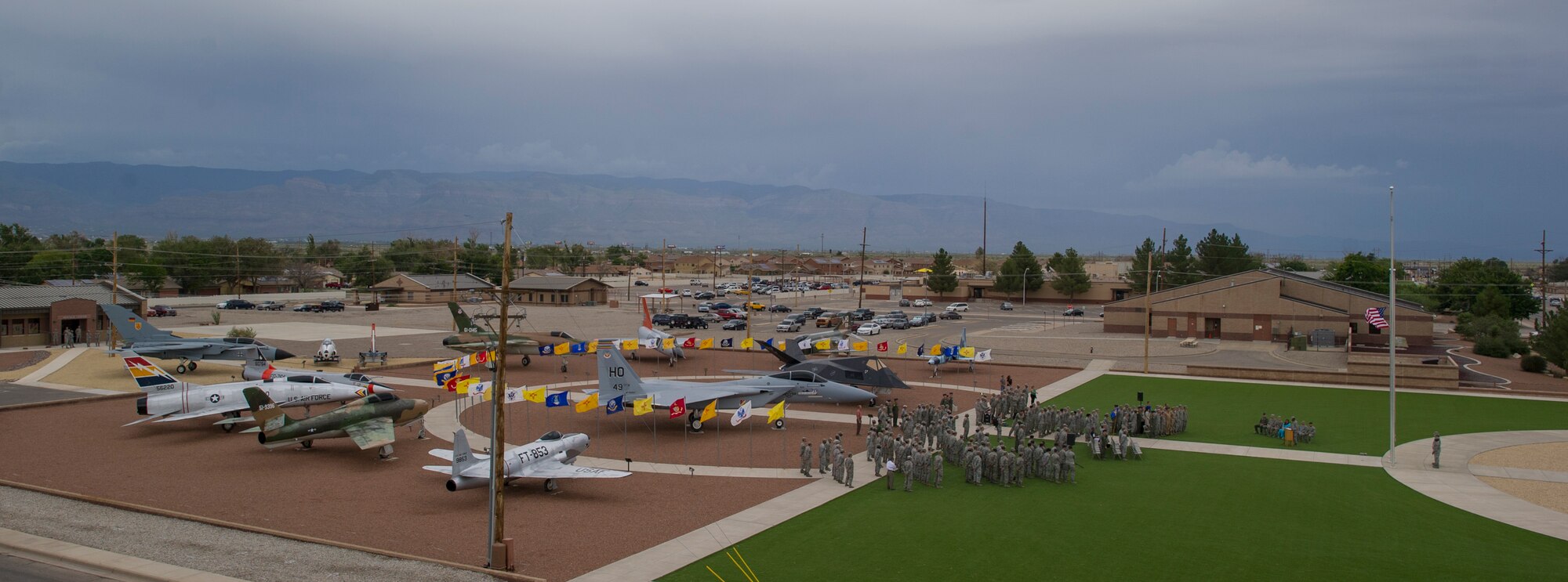 Members of Team Holloman participate in the September 11th remembrance event at Holloman Air Force Base, N.M., Sept. 11. Team Holloman honored first responders and medical personnel that lost their lives during 9/11 by reciting prayers and creeds. Holloman AFB pays tribute to those fallen on September 11th annually with a ceremony at Heritage Park. (U.S. Air Force photo by Airman 1st Class Aaron Montoya / Released)