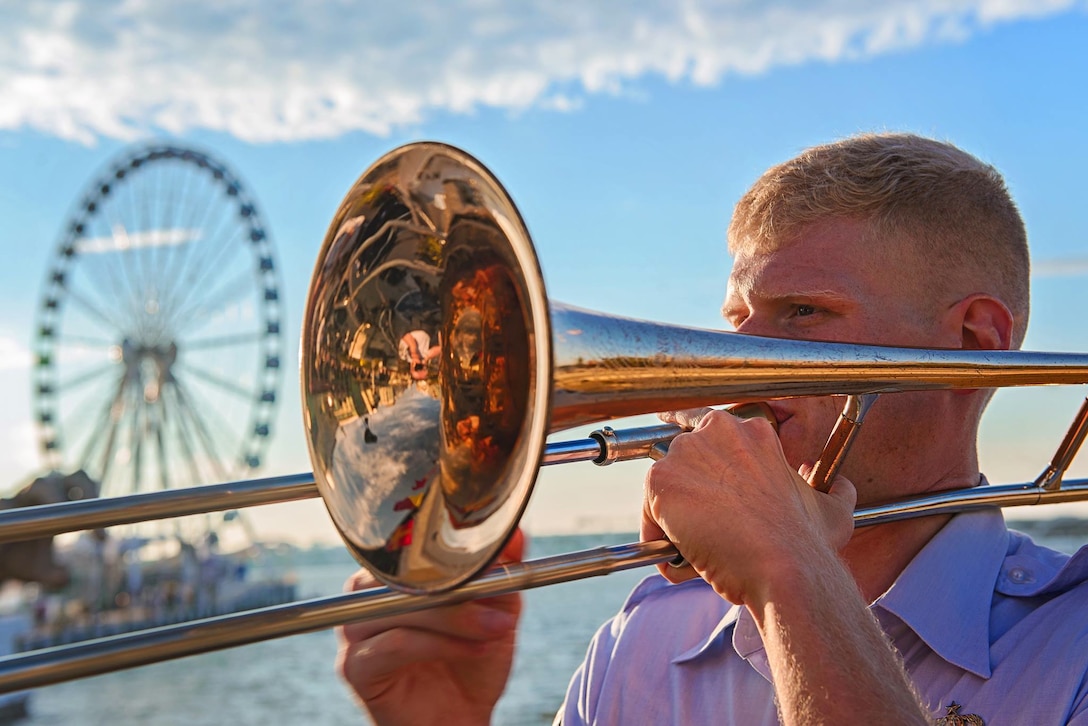 TSgt Kevin Cerovich performed with the Airmen of note on a concert at the National Harbor, MD on September 13. (U.S. Air Force photo by Senior Master Sgt. Kevin Burns/released).
