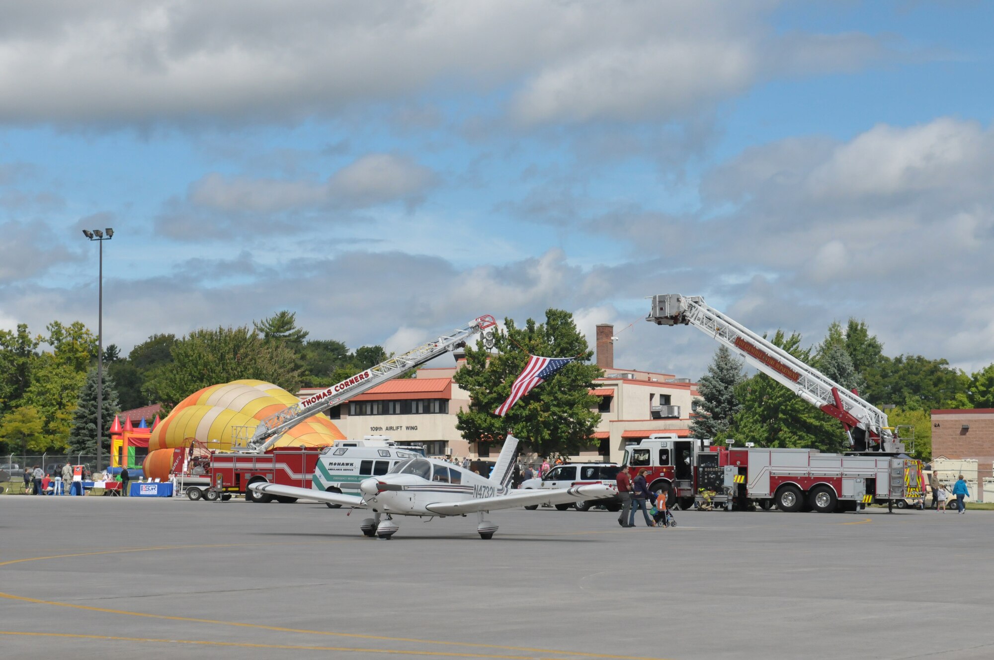 About 3,000 people attended the 109th Airlift Wing's Family Day at Stratton Air National Guard Base, N.Y., on Sept. 14, 2014. The day included food, music, games, static displays and much more for Airmen and their families. (U.S. Air National Guard photo by Master Sgt. William Gizara/Released)