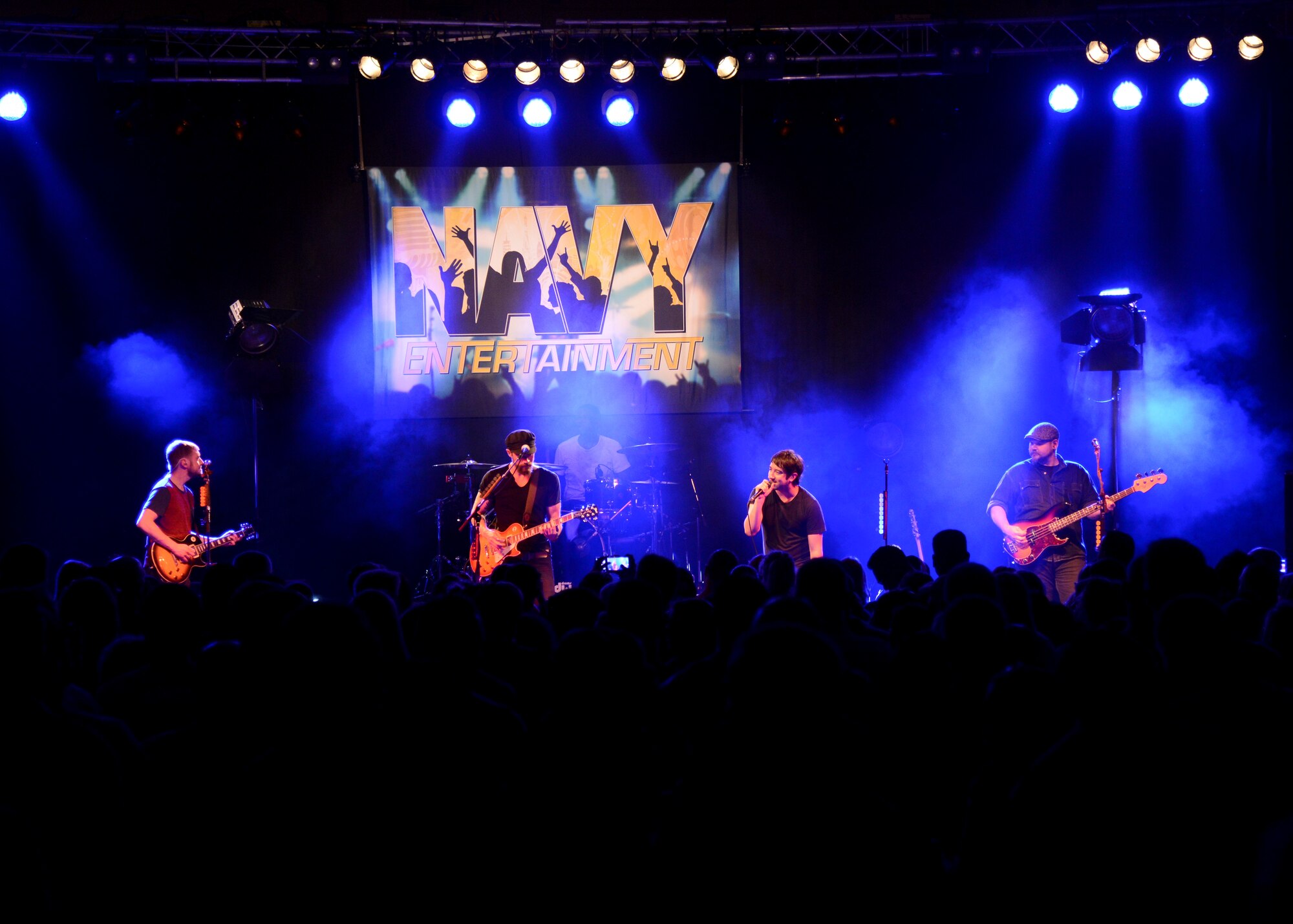 The Plain White T’s perform for fans Sept. 12, 2014, at the Northside Fitness Center on RAF Mildenhall, England. The performance was open to all Department of Defense ID card holders and was sponsored by Navy Entertainment and Armed Forces Entertainment. (U.S. Air Force photo/ Senior Airman Victoria H. Taylor/Released) 