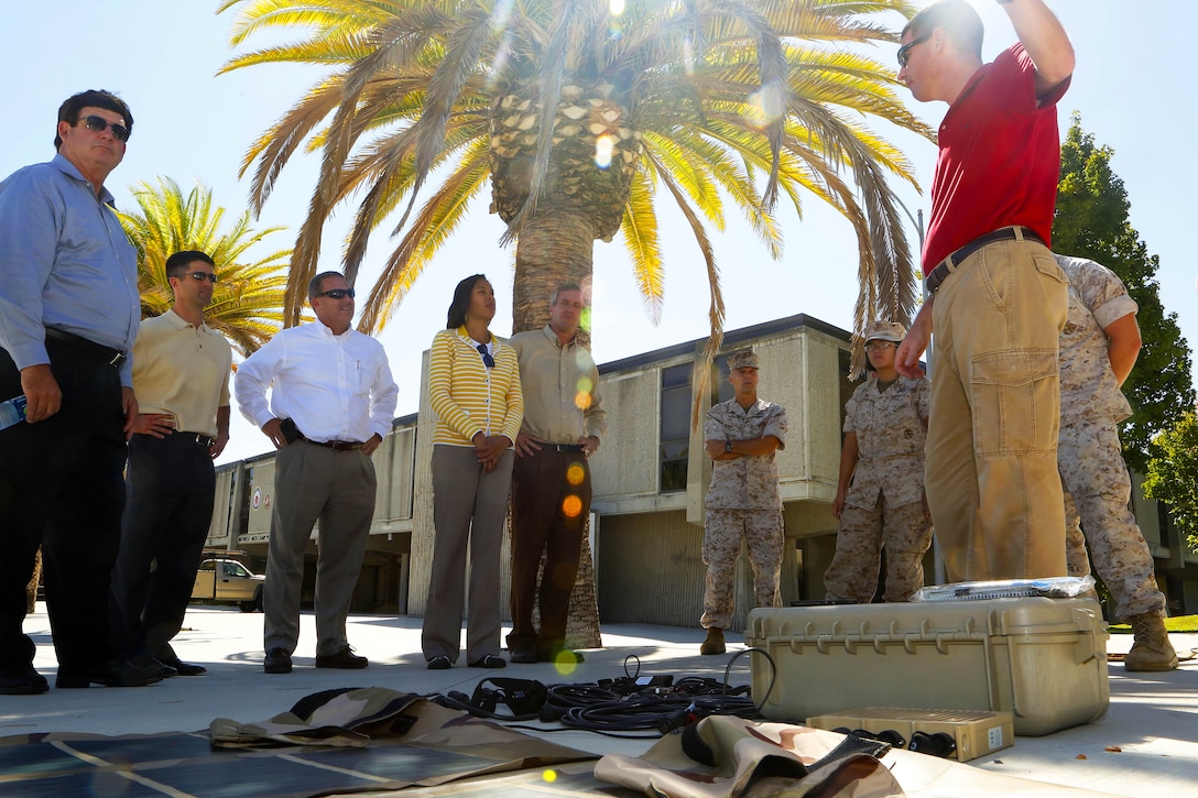 Commissioners with the California Energy Commission toured Camp Pendleton, Sept. 17, to gain an overview of the base’s mission and various support functions.

The commissioners observed some of Camp Pendleton’s initiatives and successes in the employment of alternative energy vehicles and fuel usage, several of the ongoing and developing renewable energy projects, and some of the tactical expeditionary energy equipment here.  
