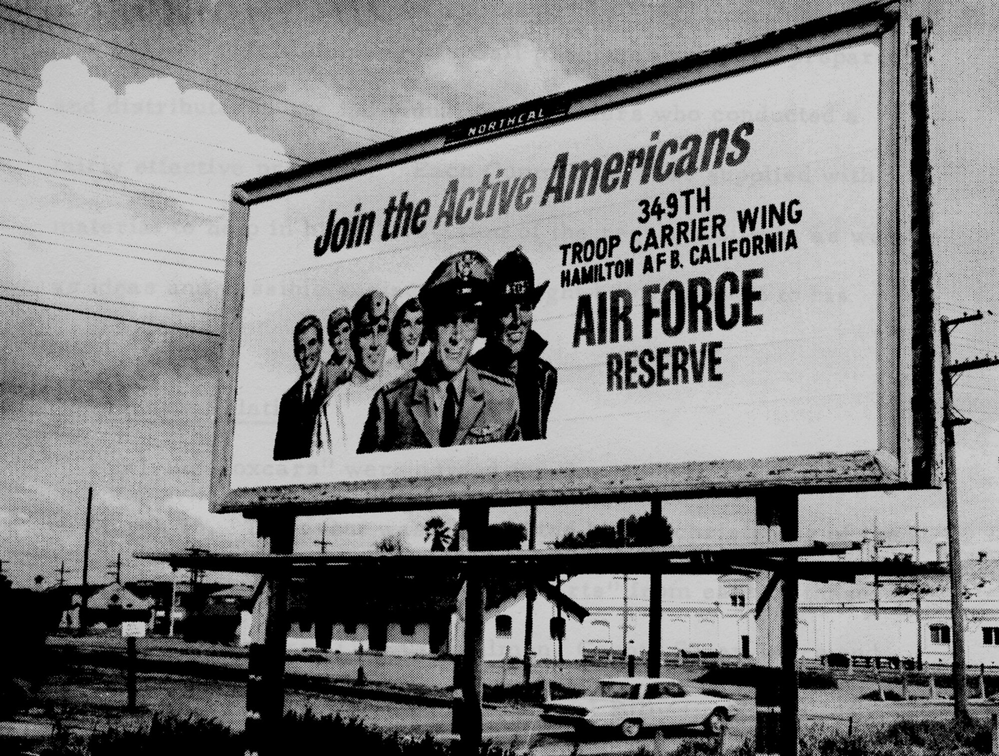TRAVIS AIR FORCE BASE, Calif. -- Photo of a Recruiting billboard of the 349th Troop Carrier Wing from a 1964 billboard, Northern California. (U.S. Air Force file photo) 