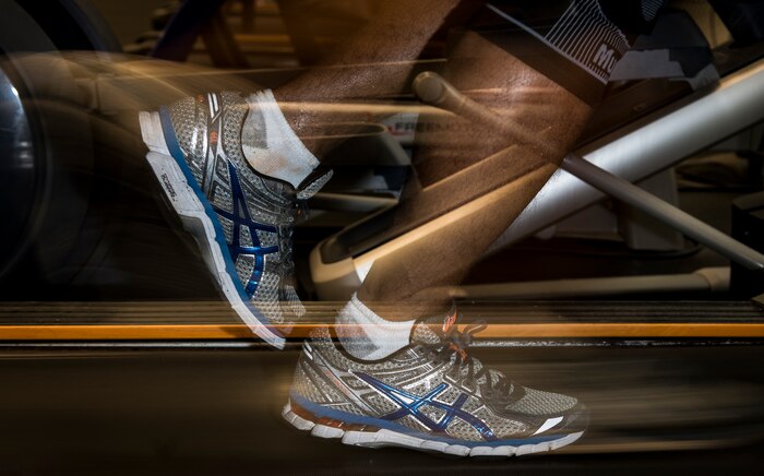 A service member runs on a treadmill Sept. 16, 2014, at the Joint Base Charleston Fitness Center. There are several pieces of equipment at the gym to include: cardio machines, weights and even an area for basketball. (U.S. Air Force photo/ Senior Airman Dennis Sloan)