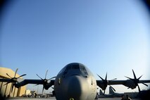 A U.S. Air Force C-130J Super Hercules aircraft with the 774th Expeditionary Airlift Squadron prepares for departure Bagram Airfield, Afghanistan Sept. 12, 2014.  The unit redeployed to their home base Dyess Air Force Base, Texas.  The 41st Airlift Squadron from Little Rock, Arkansas replaced the unit. The 774 EAS supported various tactical airlift capabilities including airdrop operations as well as humanitarian efforts and aeromedical evacuation.  (U.S. Air Force photo by Staff Sgt. Evelyn Chavez/Released)