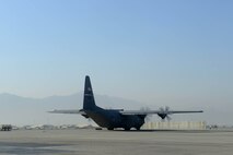 A U.S. Air Force C-130J Super Hercules aircraft with the 774th Expeditionary Airlift Squadron departs Bagram Airfield, Afghanistan Sept. 12, 2014.  The unit redeployed to their home base Dyess Air Force Base, Texas.  The 41st Airlift Squadron from Little Rock, Arkansas replaced the unit. The 774 EAS supported various tactical airlift capabilities including airdrop operations as well as humanitarian efforts and aeromedical evacuation.  (U.S. Air Force photo by Staff Sgt. Evelyn Chavez/Released)