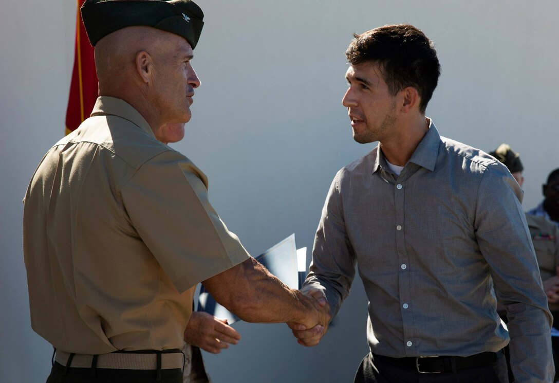 CAMP PENDLETON, Calif. – The Camp Pendleton Transition Readiness Program and the Microsoft Software & Systems Academy held a graduation today for Marines that passed the 16 week software programming course offered by Microsoft and Central Texas University. 

“When I heard about this course, I knew it was a great opportunity and it just made sense, since I’m transitioning out.” said Gunnery Sgt. Anthony Lashley, a graduate of the software programming course. “This course gives you a lot of the basic programming skills. It is very beneficial, especially for someone that has no background in [information technology] , like I did.”
 
Any personnel that have a significant interest in software programming please contact (760) 725-6386 for more information.
 
(Photo by Cpl. Orrin G. Farmer)