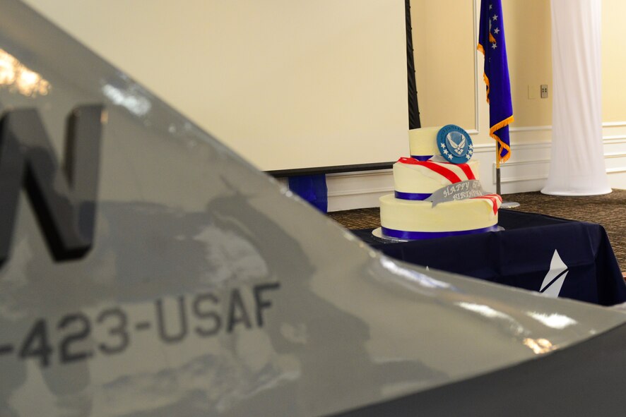 Team Shaw celebrated the U.S. Air Force birthday at the Carolina Skies Club, Shaw Air Force Base, S.C., Aug. 18, 2014. This day marks the 67th anniversary of when the 80th U.S. Congress created an air, and space force. President Harry Truman implemented the National Security Act of 1947 to formally cut ties between the Army Air Forces and Army, creating separate and equal branches. (U.S. Air Force photo by Airman 1st Class Diana M. Cossaboom/Released)