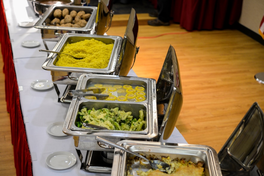 The Moody Field Club hosted the Air Force Birthday Lunch Buffet Sept. 18, 2014, at Moody Air Force Base, Ga. The menu included roast beef, chicken pot pie, baked potatoes and dessert.  (U.S. Air Force photo by Airman 1st Class Sandra Marrero/Released)
