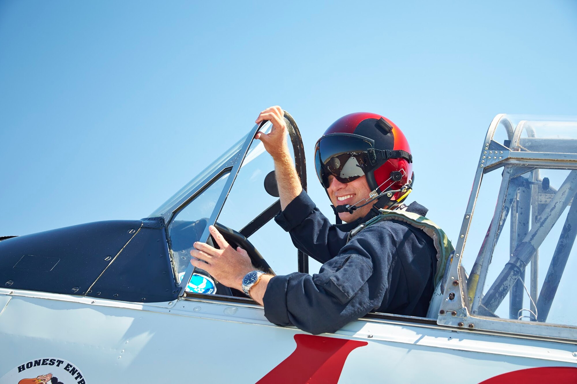 Lt. Col. Kevin Sutterfield lands his T-6 after an exciting final race at the 51st Annual National Championship Air Races Sept. 14. (Courtesy Photo)