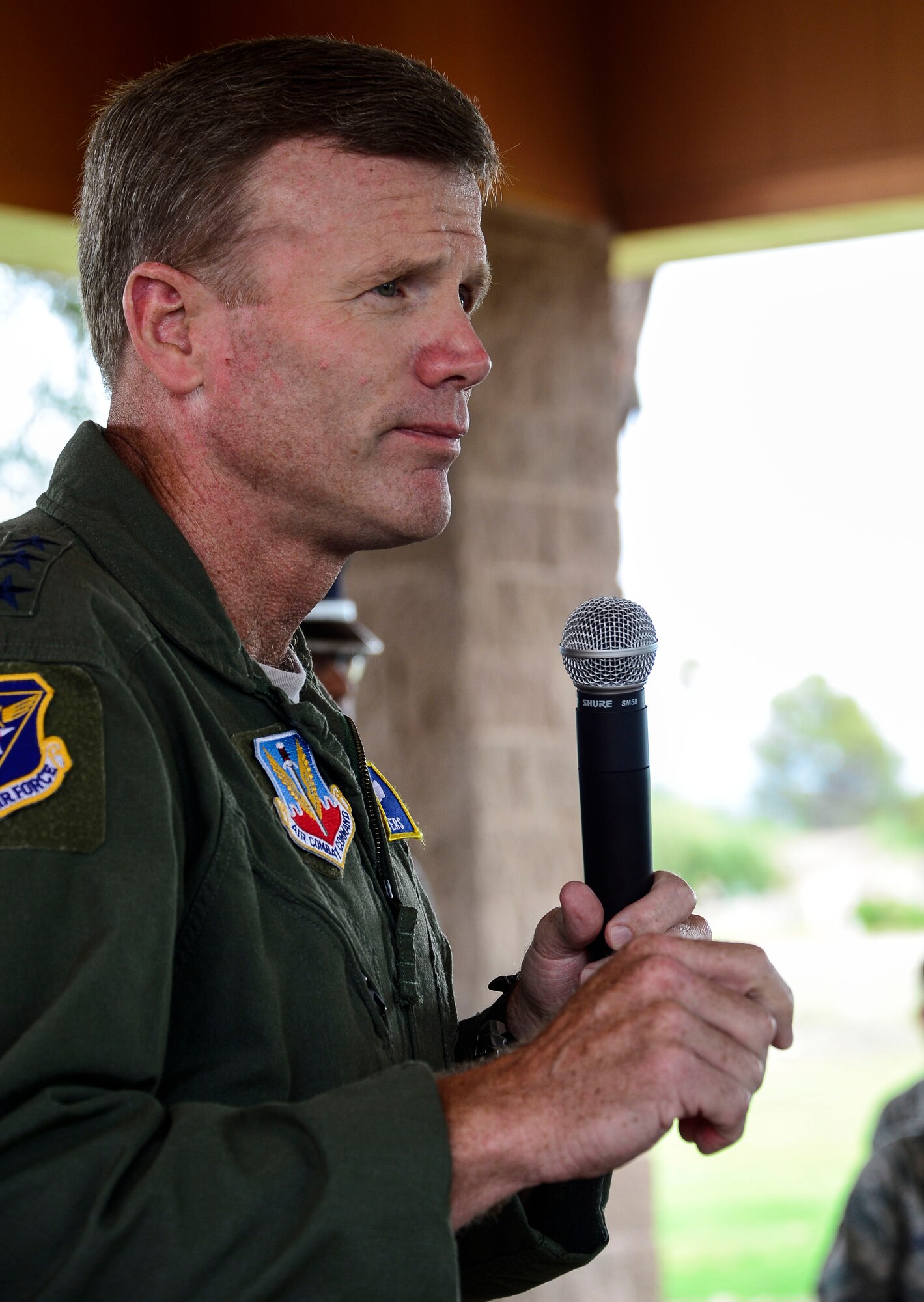 Lt. Gen. Tod Wolters, 12th Air Force (Air Forces Southern) commander, speaks to the members of 12th AF (AFSOUTH) wishing them all a happy birthday during the 12th AF (AFSOUTH)’s 67th Air Force Birthday at Davis-Monthan AFB, Ariz., Sept. 18, 2014.  Founded on Sept. 18, 1947, President Harry S. Truman signed the National Security Act that not only established a new defense organization but also established the U.S. Air Force as an independent service.  Over the past 67 years the U.S. Air Force has made its mark in history and around the world as it focuses its efforts on maintaining air, space, and cyberspace superiority.  (U.S. Air Force photo by Tech. Sgt. Heather R. Redman/Released)