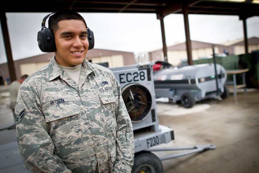 Airman 1st Class Luis Bedoya, 49th Aircraft Maintenance Squadron aerospace ground equipment technician, does his part, by ensuring equipment used for Remotely Piloted Aircraft is fully operational to support the mission of the U.S. Air Force at Holloman Air Force Base, N.M., Sept. 18. Bedoya, from Attleboro, Mass., celebrates the U.S. Air Force birthday by continuing regular operations with his fellow Airmen while listening to the radio. “I have wanted to wear this uniform since I was a kid,” said Bedoya, “I have never imagined myself anywhere else. It’s an honor to be featured as a part of this great tradition.” On September 18, 1947 the U.S. Air Force was officially recognized as an independent military service, leaving behind its former role, the U.S. Army Air Corps. This year marks 67 years of the U.S. Air Force leading the world in air superiority, space and cyberspace. "The future of our nation is forever bound up in the development of Air Power," Brigadier General Billy Mitchell, United States Army Air Service. (U.S. Air Force photo by Staff Sgt. Stacy Moles / Released).