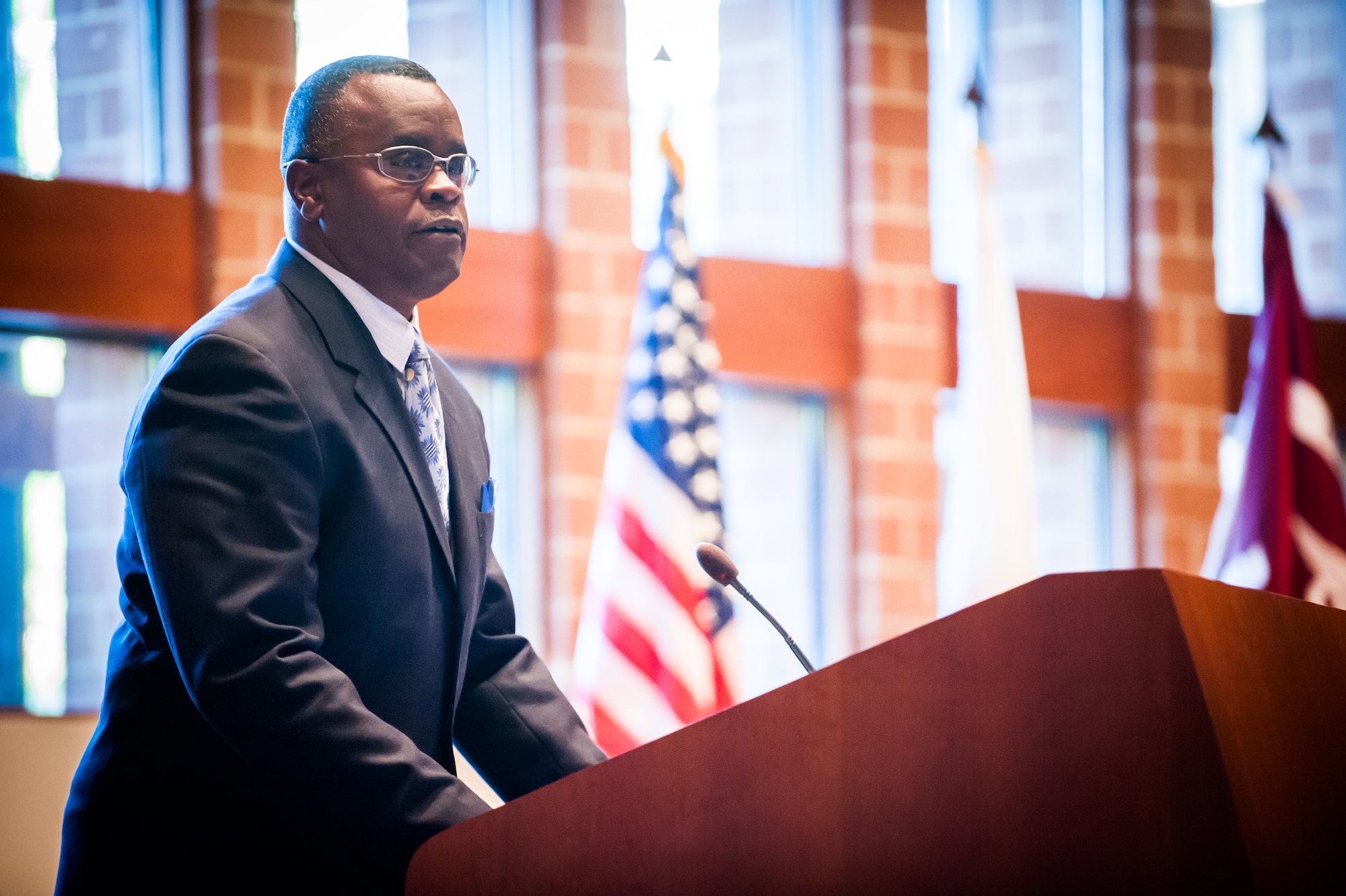 Guest speaker Retired Command Sgt. Maj. Anthony Young, from Philadelphia, mobilized October 2001 and served as Alpha Company first sergeant with the 1079th Garrison Support Unit in support of Operation Enduring Freedom and Noble Eagle at (then) Fort Dix.