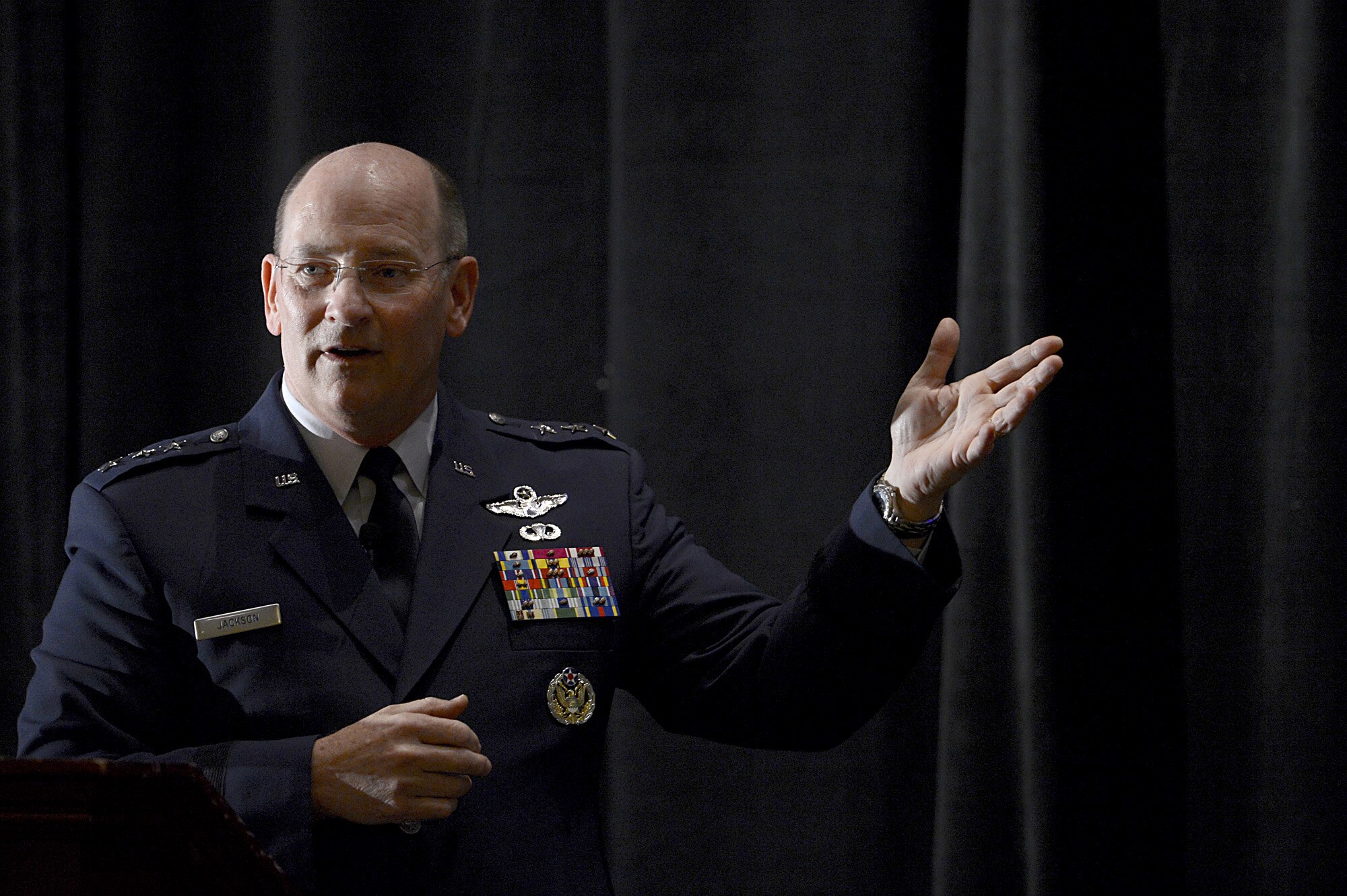 Chief of the Air Force Reserve Lt. Gen James F. Jackson, gives his insight on the reserve component during Air Force Association's Air and Space Conference and Technology Exposition, in Washington, D.C., Sept. 15, 2014. (U.S. Air Force photo/Scott M. Ash)