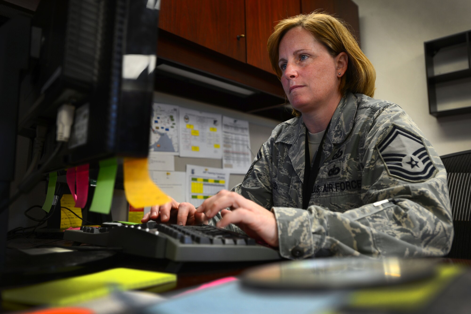 SMSgt Theresa Lex, USAFCENT/Ninth Air Force Safety Superintendent, is preparing to retire after 26 years of service. During her tenure, Central Command had zero ground safety fatalities and permanent partial disabilities from ground safety mishaps in its area of operations. (U.S. Air Force photo/A1C Jensen Stidham)