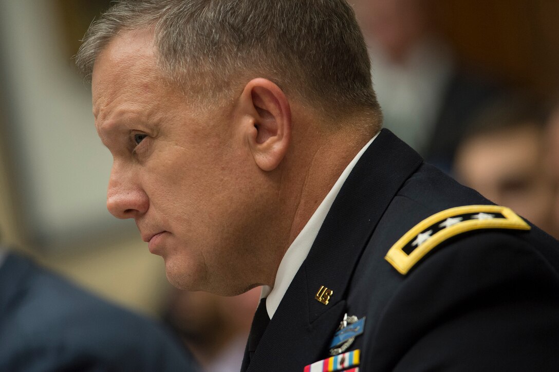 Army Lt. Gen. William C. Mayville Jr., director for operations of the Joint Chiefs of Staff, testifies  before the House Armed Services Committee in Washington, D.C., Sept. 18, 2014.  