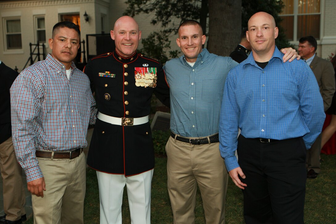 Sgt. Maj. Micheal P. Barrett, the 17th Sergeant Major of the Marine Corps, attends a reception prior to the final evening parade of the season at Marine Barracks Washington, D.C., on Aug. 29, 2014. (U.S. Marine Corps photo by Sgt. Marionne T. Mangrum)