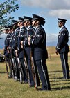 Airmen from the Malmstrom Air Force Base honor guard stand ready to fire salutary volleys Sept. 19 during the interment ceremony for Army Air Forces 1st Lt. William D. Bernier in Augusta, Mont. Bernier was killed in action over New Guinea during WWII, and his remains were positively identified earlier this year. (Air Force photo/John Turner)